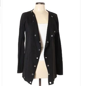 Zara Grommet stud open waterfall suede cardigan